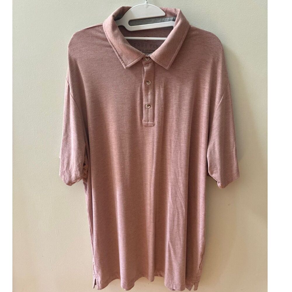 Free Fly Bamboo Polo Shirt Men’s XL Pink Short Sleeve Performance EUC